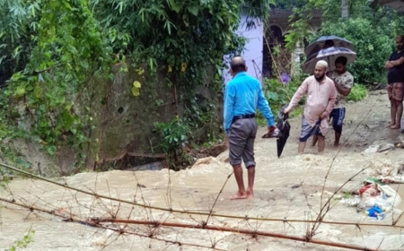 ভারত থেকে নেমে আসা ঢলে ভেঙেছে কুশিয়ারা নদীর বাঁধ, বন্যার শঙ্কা