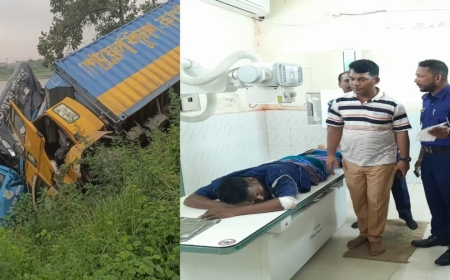 ঢাকা-চট্টগ্রাম মহাসড়ক সড়ক দুর্ঘটনায় উদ্ধারে গিয়ে পুলিশভ্যানসহ তিন গাড়ি খাদে