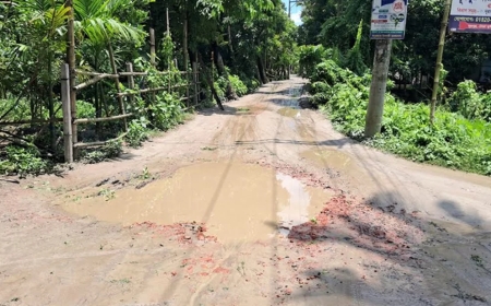 চাঁদপুরে ১৬ বছরেও সংস্কার হয়নি ৩ কিলোমিটার সড়ক, পাঁচ গ্রামের মানুষের ‘মরণ ফাঁদ’