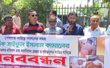 মুন্সীগঞ্জে সাংবাদিক সাইফুল ইসলামের ওপর হামলার প্রতিবাদে মানববন্ধন