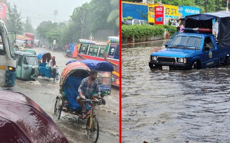 “ভারী বৃষ্টিতে মিরপুরে জলাবদ্ধতা, যান চলাচল ধীর”