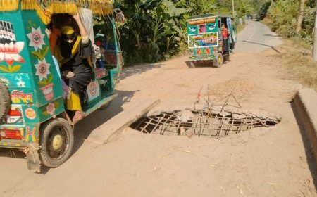 সেতুর মাঝে গর্ত, নেই রেলিং; ভোগান্তিতে হাজারো মানুষ