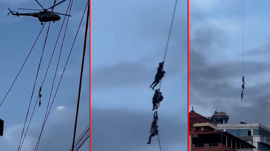 “হেলিকপ্টারের দড়িতে ঝুলে পালালেন নেপালের মন্ত্রীরা”