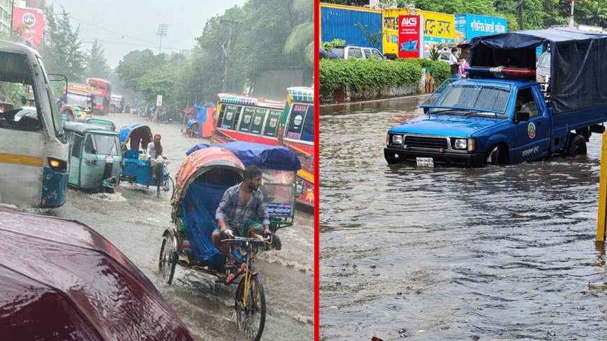 “ভারী বৃষ্টিতে মিরপুরে জলাবদ্ধতা, যান চলাচল ধীর”
